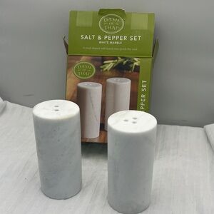 Dash of That White Heavy Real Marble Salt & Pepper Set